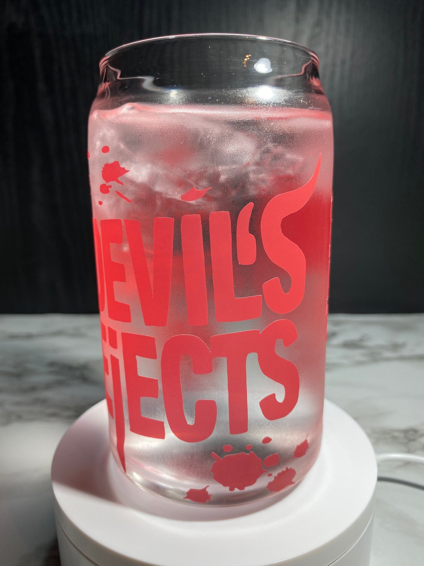 The Devil’s Rejects cold color red changing permanent vinyl svg Libbey beer can glass
