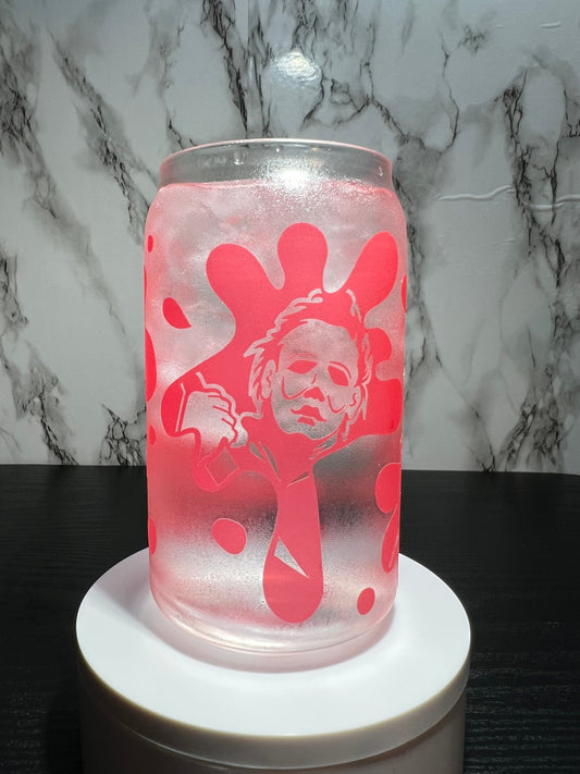 Blood Splatter Horror Serial Killers Michael Myers, Ghostface, Pennywise, Chucky & Jason color changing permanent vinyl libbey beer can