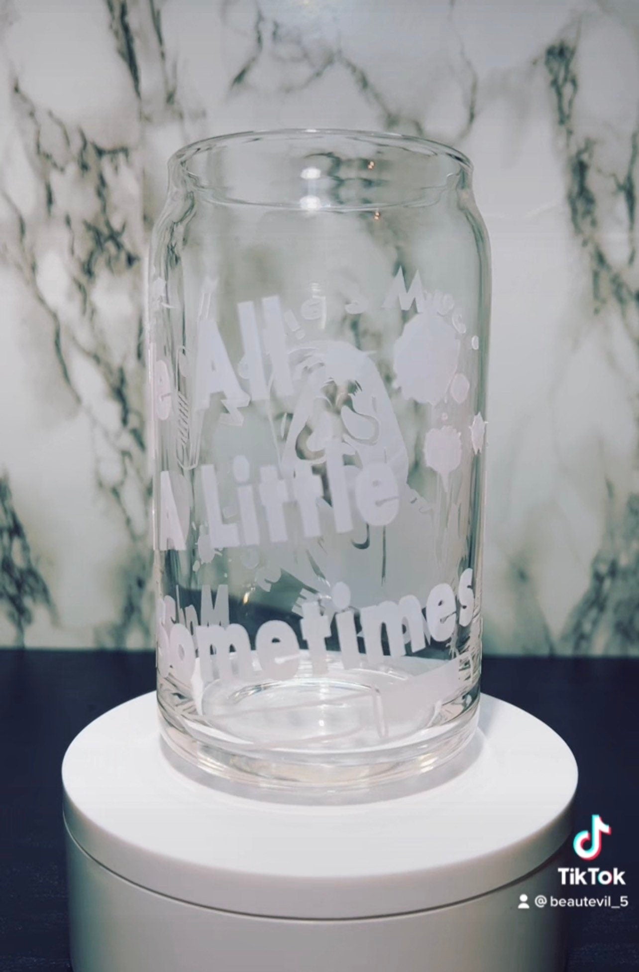 Ghostface color changing red permanent vinyl on libbey beer can glass