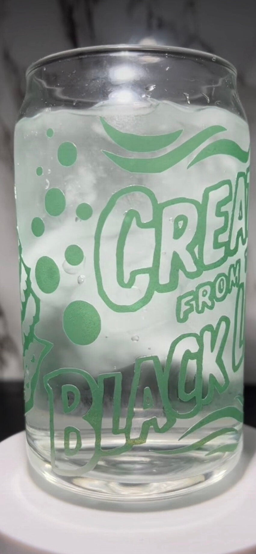 Creature From The Black Lagoon color changing permanent vinyl on libbey beer can glass