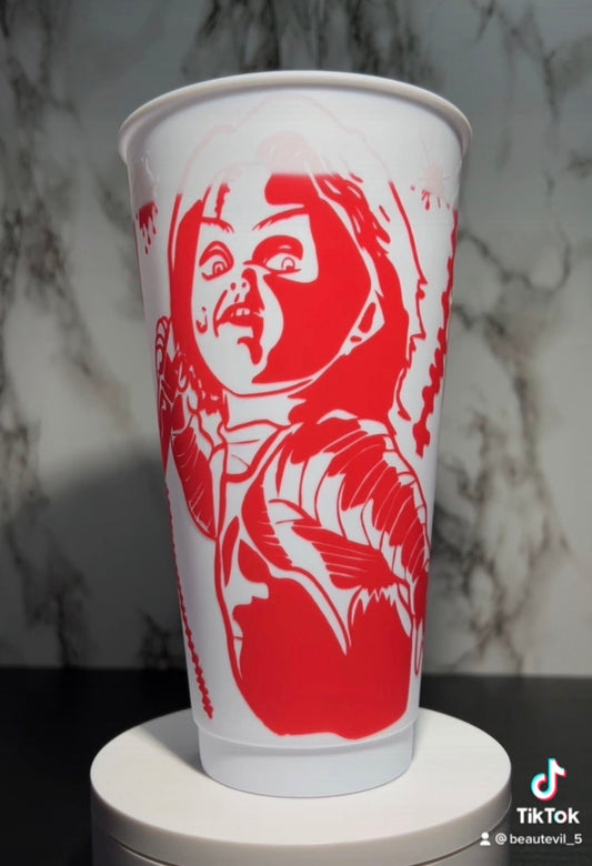 Chucky Walmart Starbucks Venti Style cold cup permanent color changing vinyl