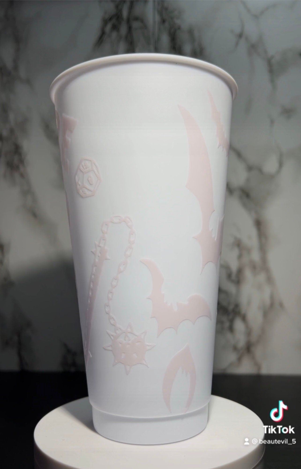 Hell Bats Fire color changing permanent vinyl on white cold cup