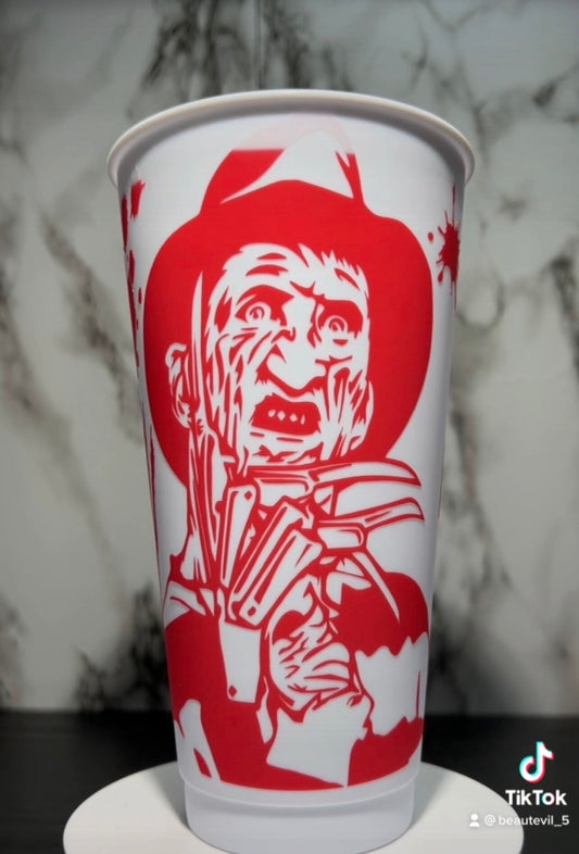 Freddy White Cold Cup Nightmare on Elm Street color changing permanent vinyl