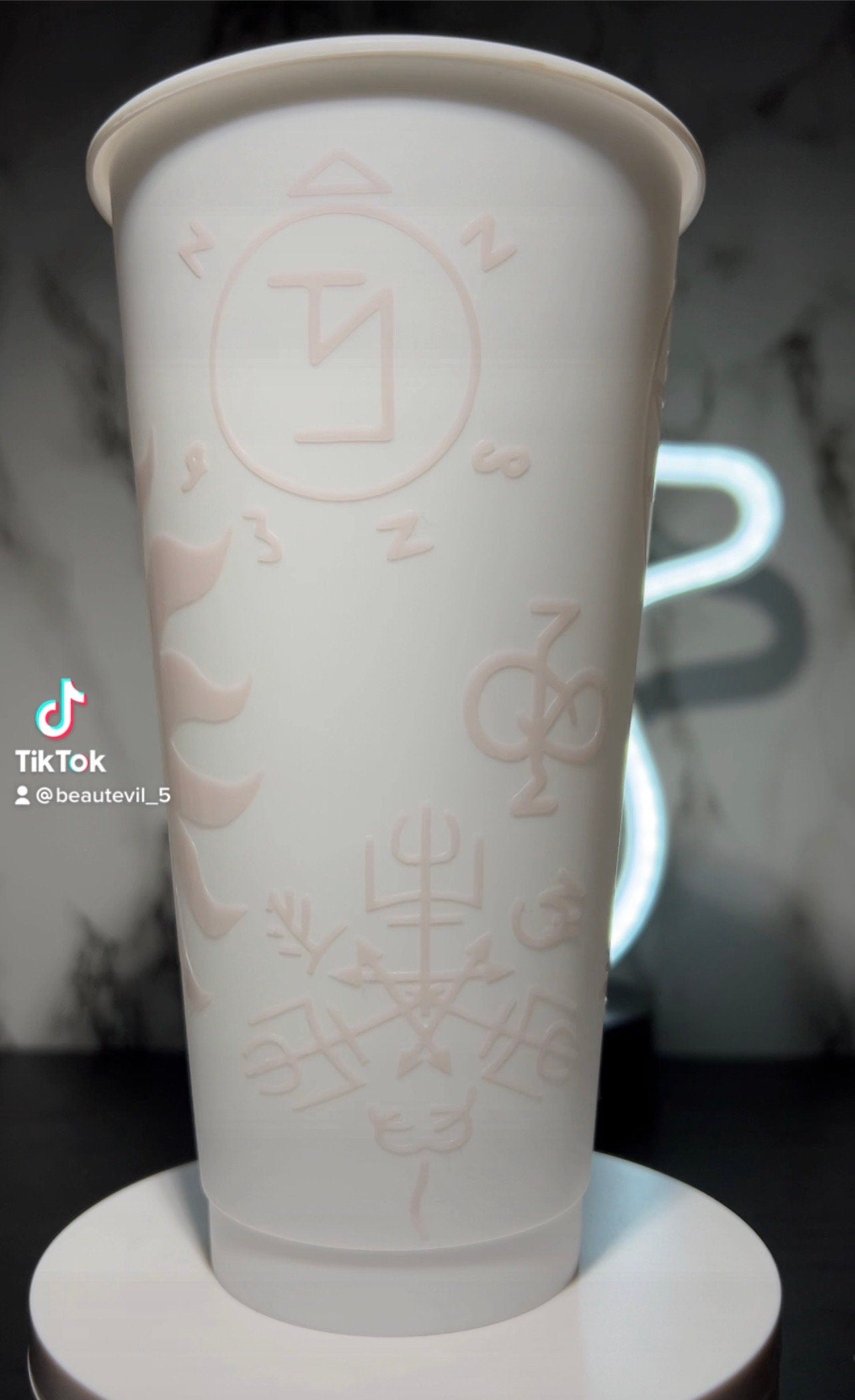 All Red Supernatural sigils color changing permanent vinyl on a white cold cup