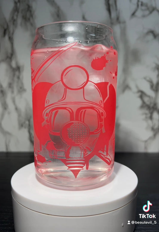 My Bloody Valentine color changing permanent vinyl on a libbey beer can glass