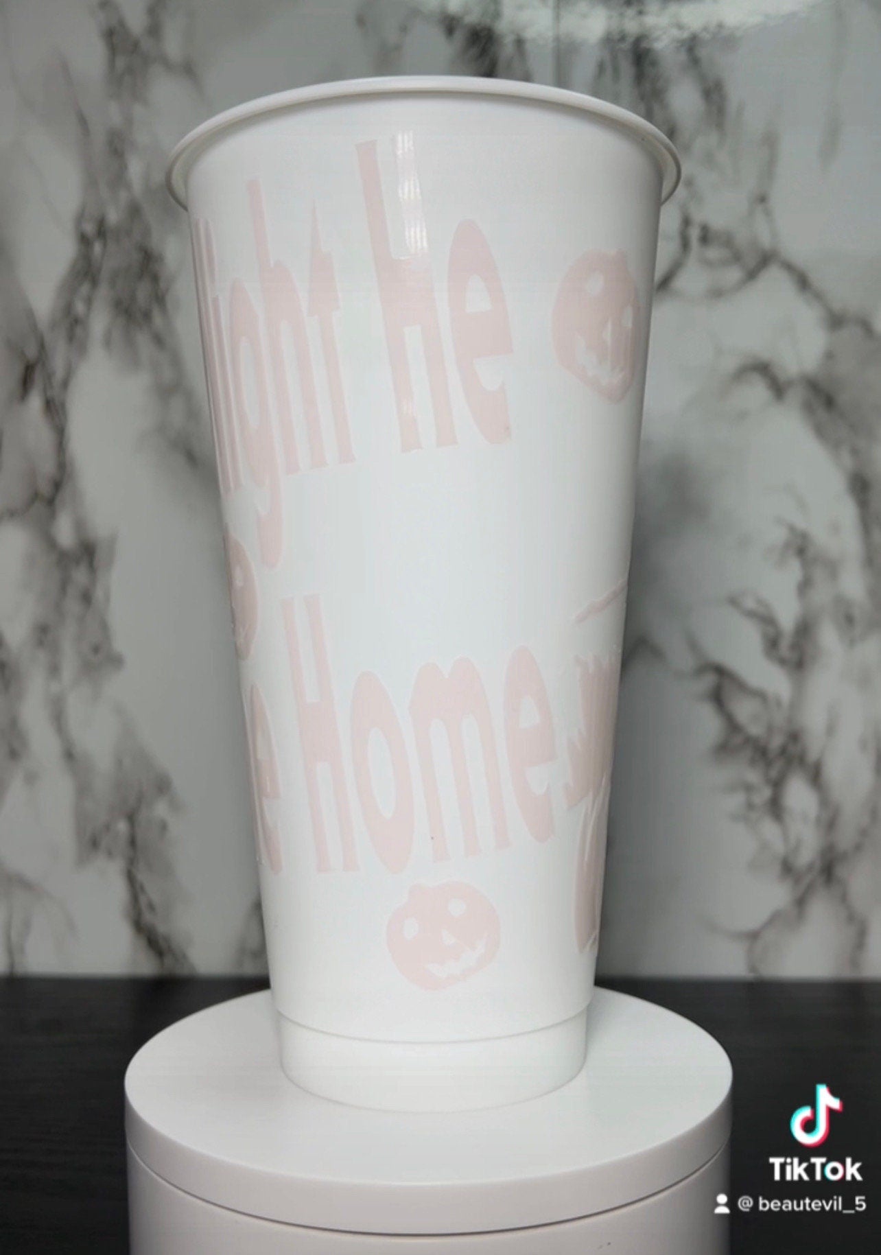 All RED Michael Myers color changing permanent vinyl on all white cold cup.