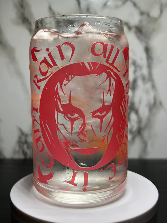 The Crow-It can’t rain all the time-Victims aren’t we all color changing permanent vinyl on a libbey beer can glass