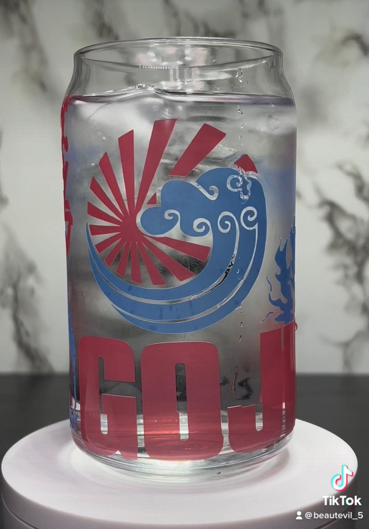 Gojira Godzilla color changing permanent vinyl on a libbey beer can glass
