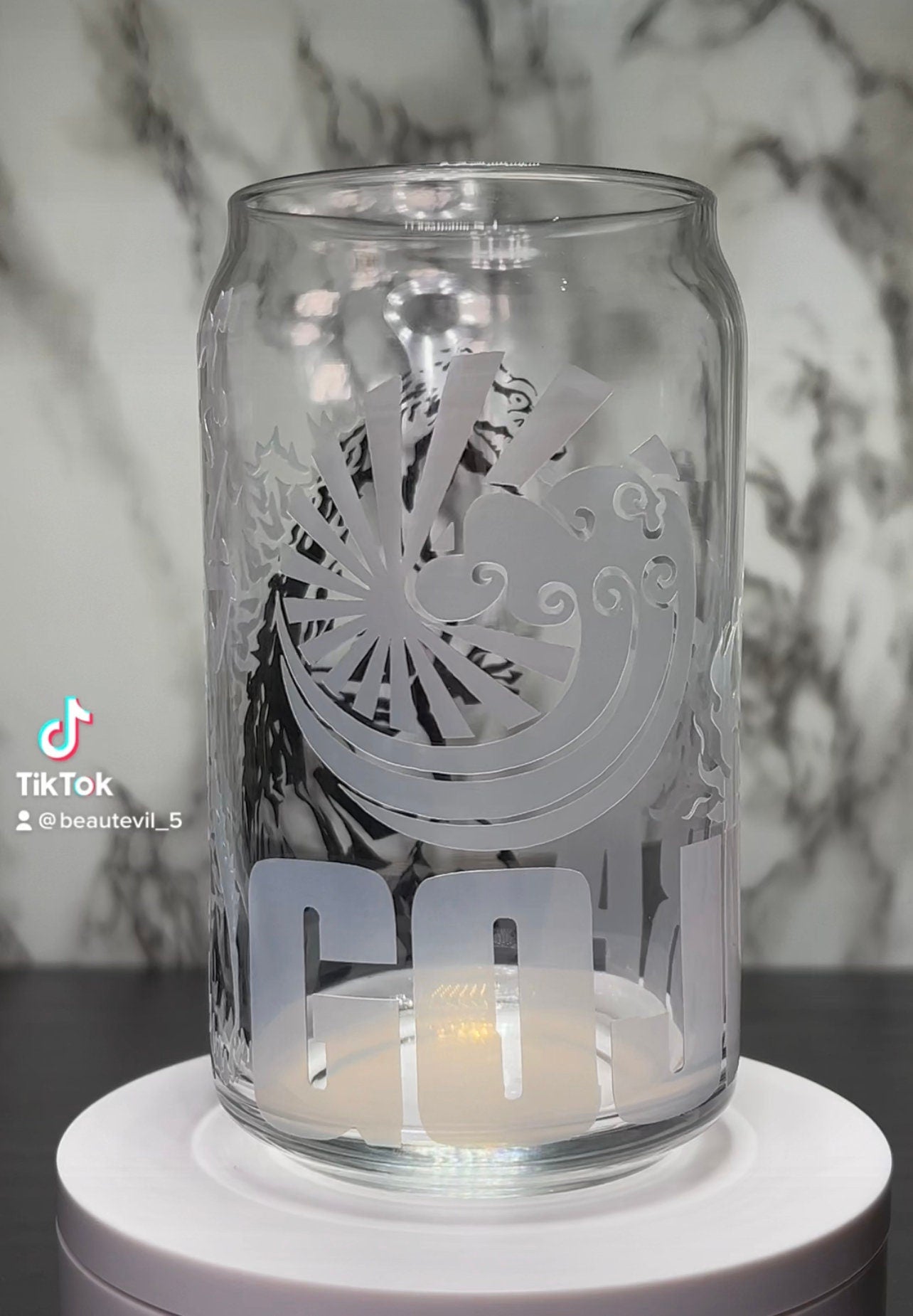Gojira Godzilla color changing permanent vinyl on a libbey beer can glass