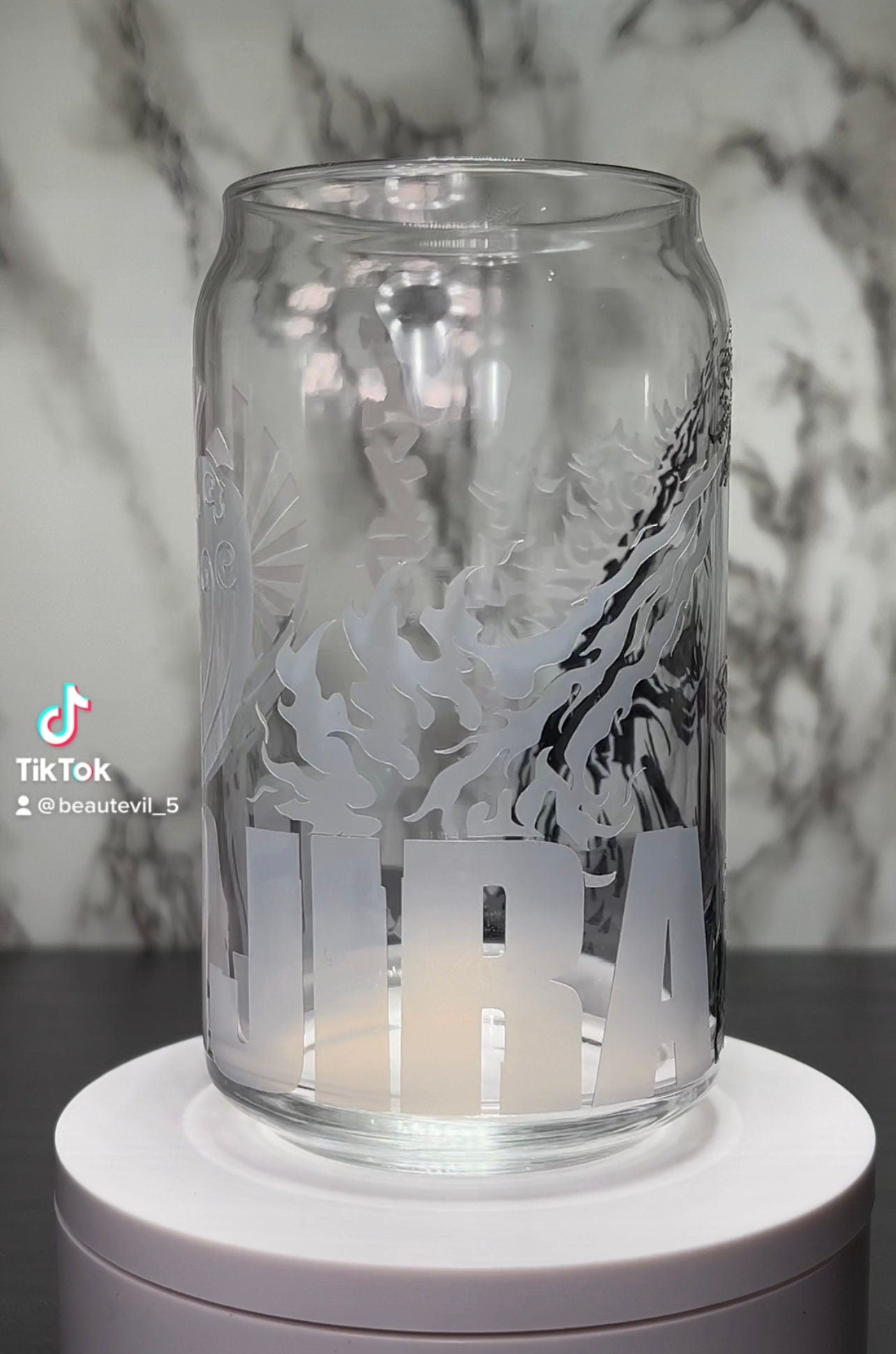 Gojira Godzilla color changing permanent vinyl on a libbey beer can glass
