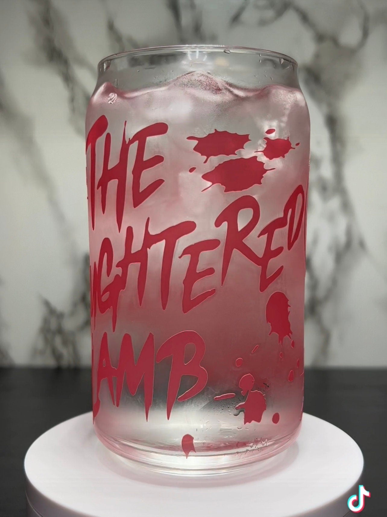 The Slaughtered Lamb American Werewolf in London color changing red permanent vinyl on a libbey beer can glass