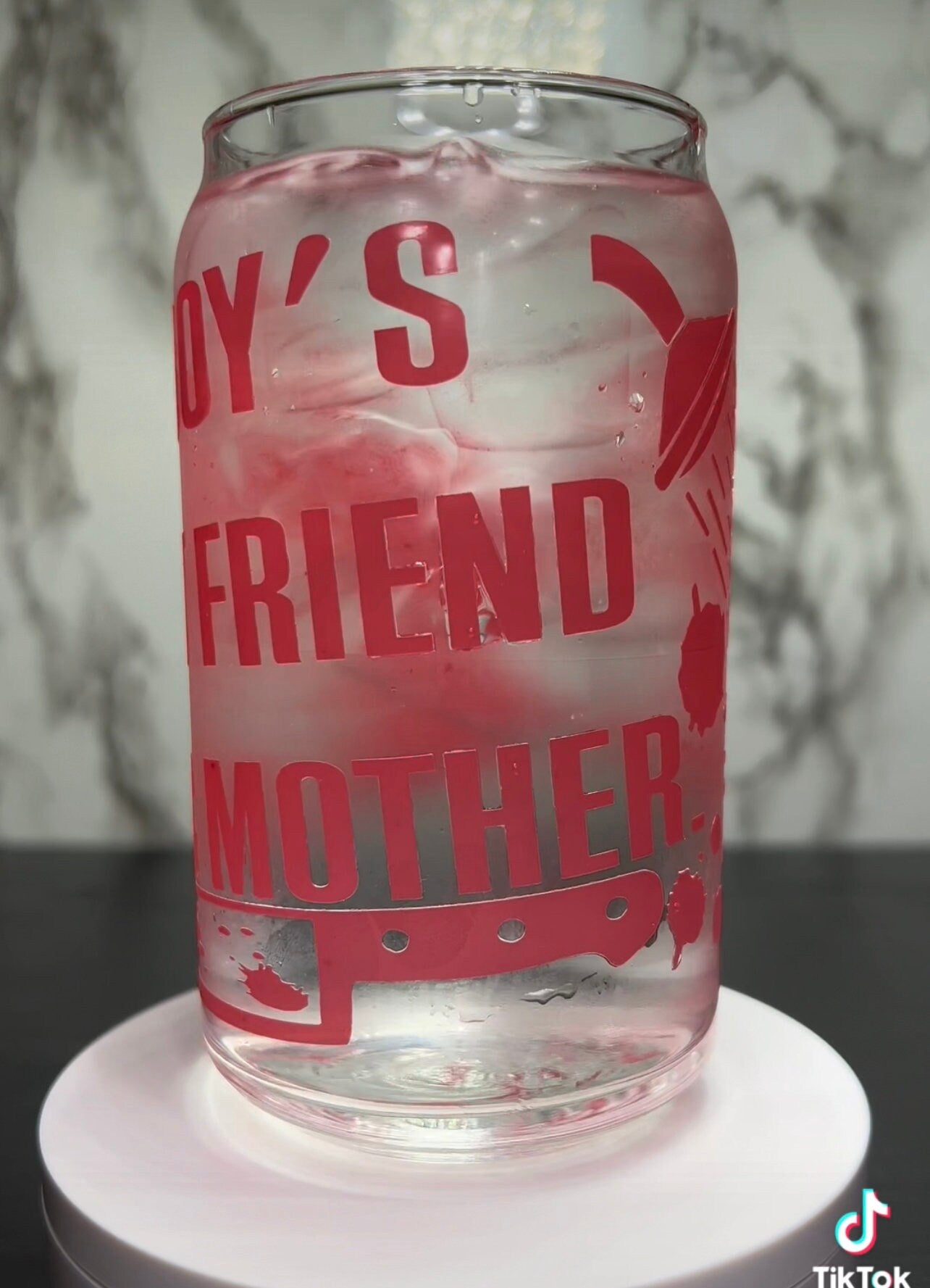 Psycho Norman Bates Bates Motel color changing permanent vinyl on a libbey beer can glass