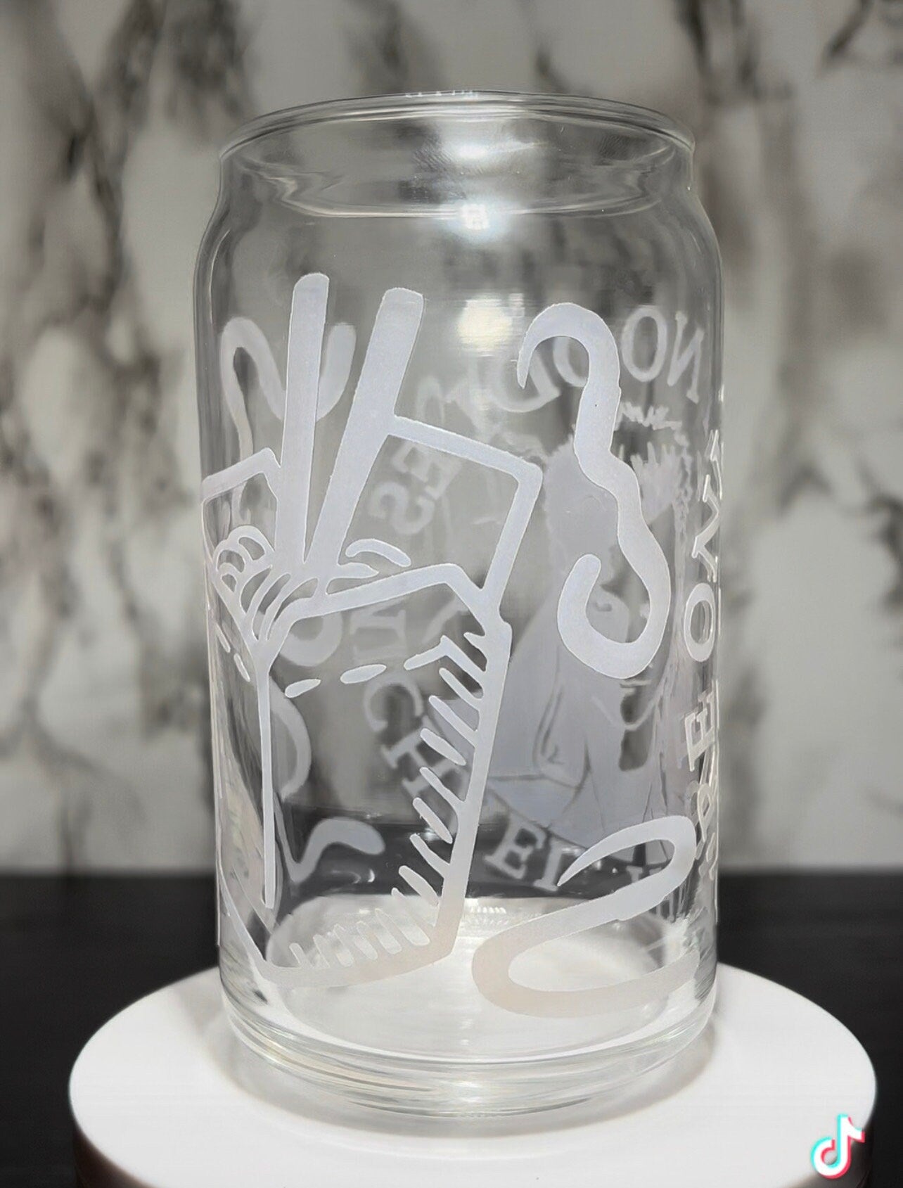 Lost Boys David color changing red permanent vinyl on libbey beer can glass