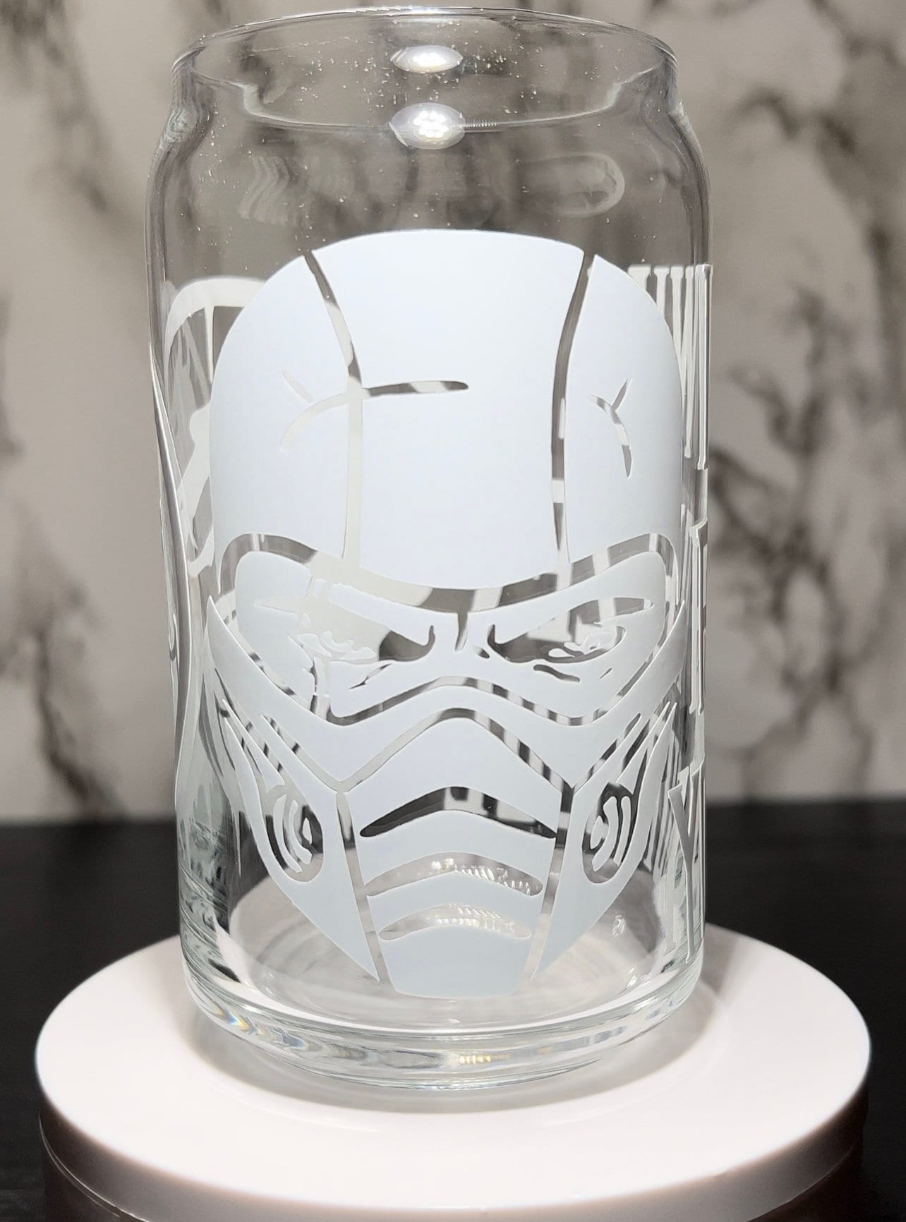Sub Zero Mortal Kombat cold color changing permanent vinyl on a libbey beer can glass