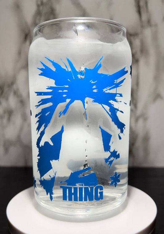 The Thing Horror Movie cold color blue changing permanent vinyl svg Libbey beer can glass
