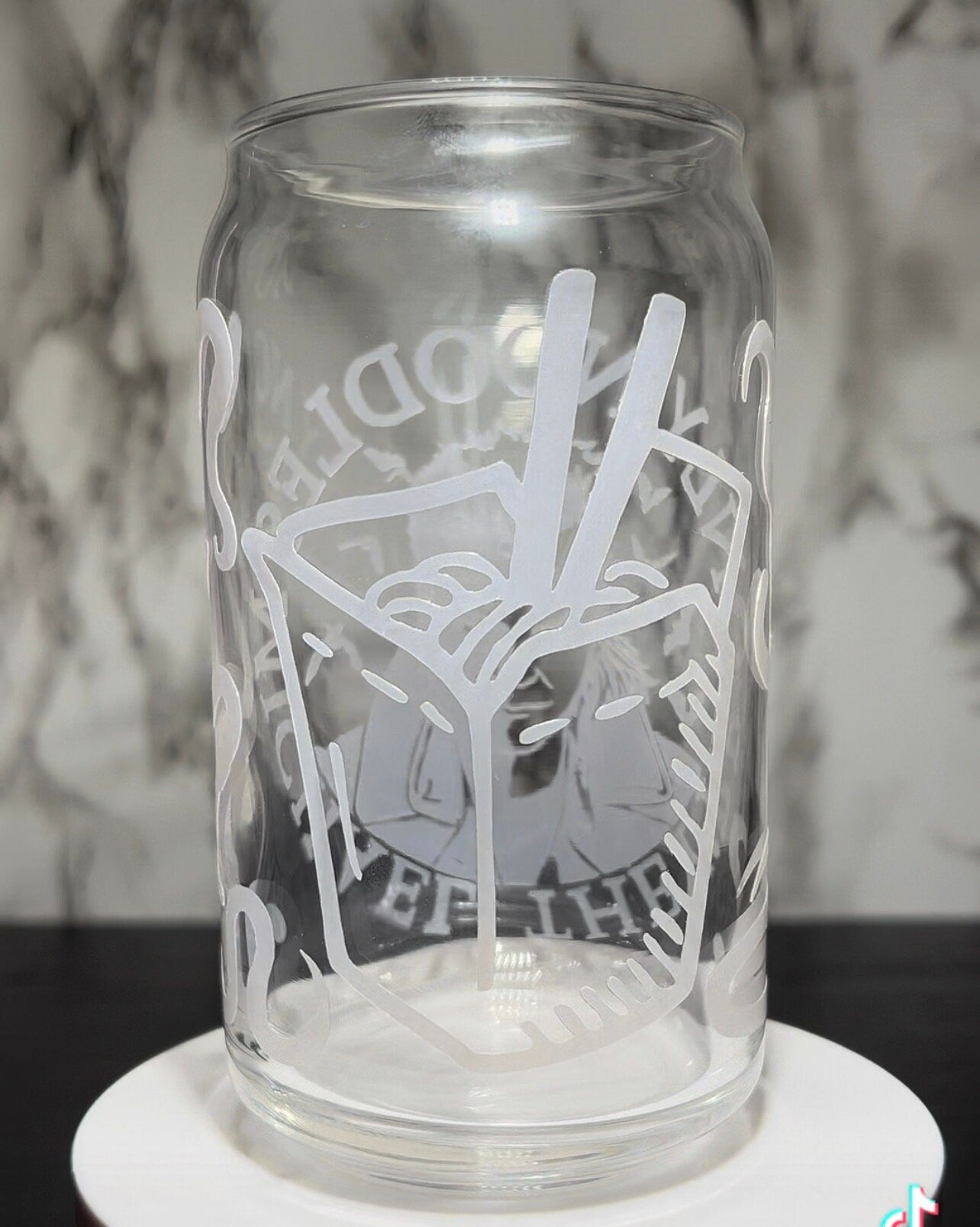 Lost Boys David color changing red permanent vinyl on libbey beer can glass