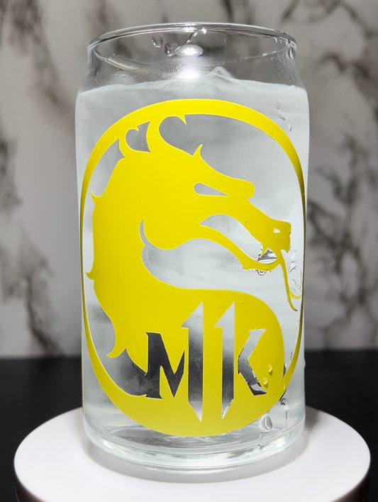 Scorpion Mortal Kombat cold color changing permanent vinyl on a libbey beer can glass