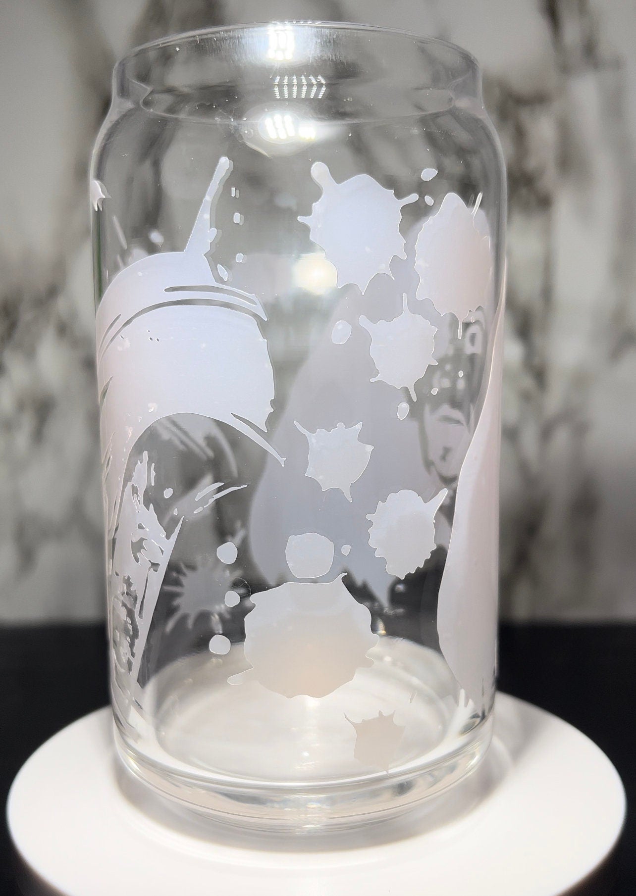 Sleepaway Camp color changing permanent vinyl on a libbey beer can glass