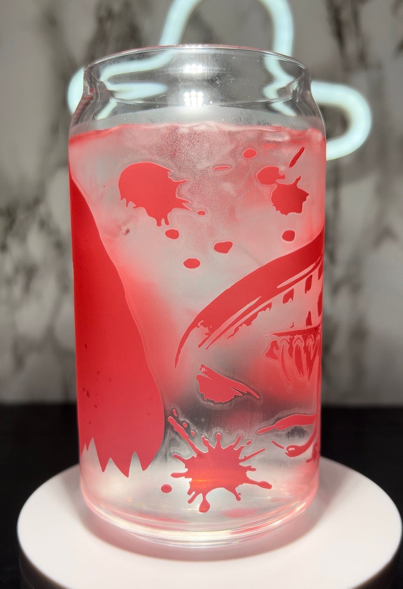 Sleepaway Camp color changing permanent vinyl on a libbey beer can glass
