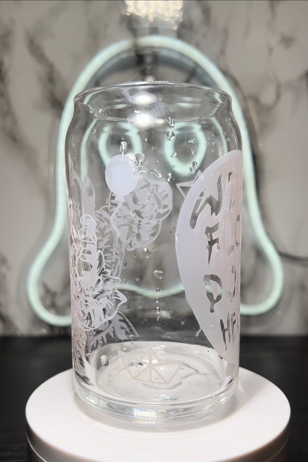It Movie Pennywise cold color red changing permanent vinyl on a libbey beer can glass