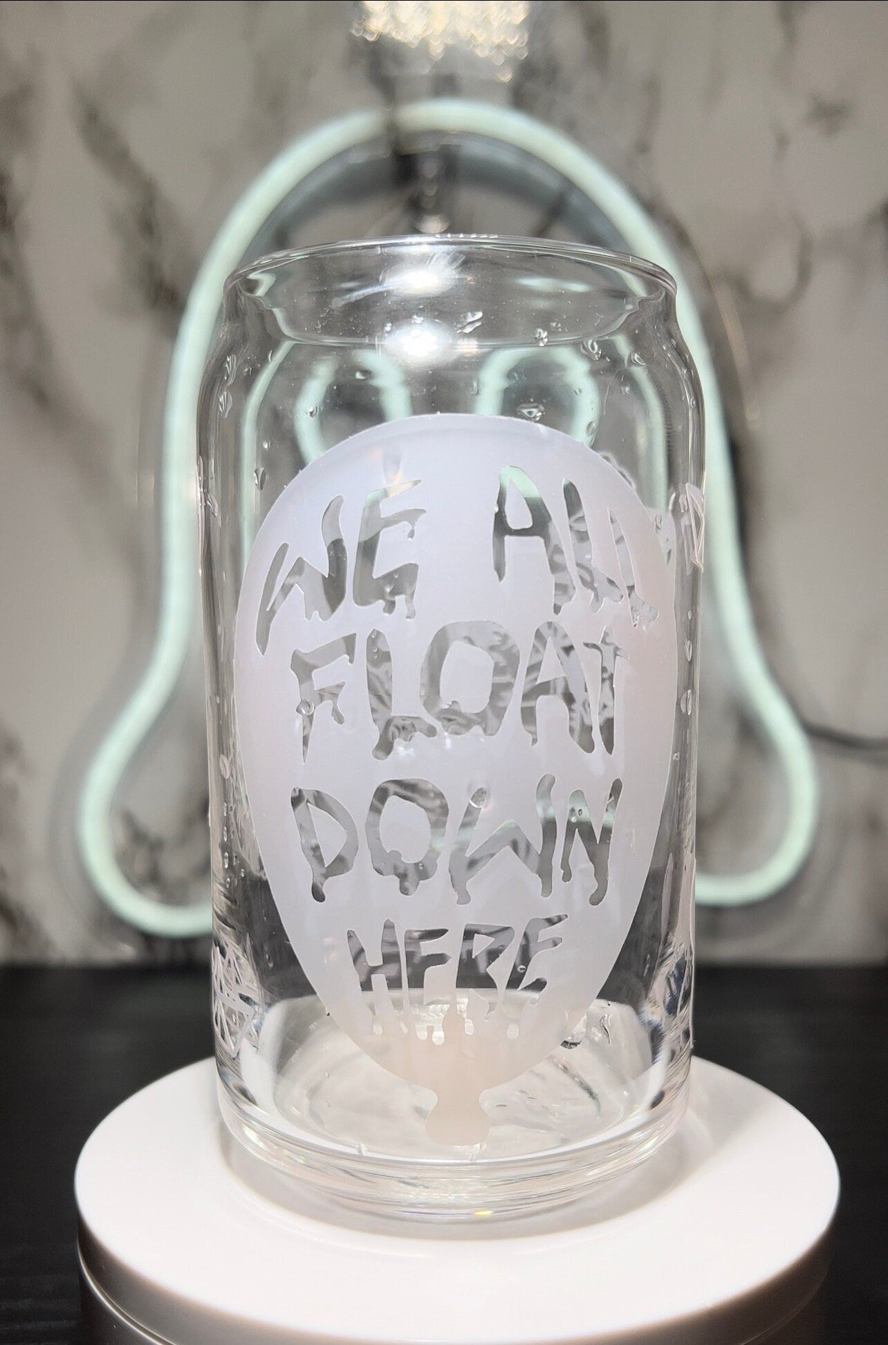 It Movie Pennywise cold color red changing permanent vinyl on a libbey beer can glass