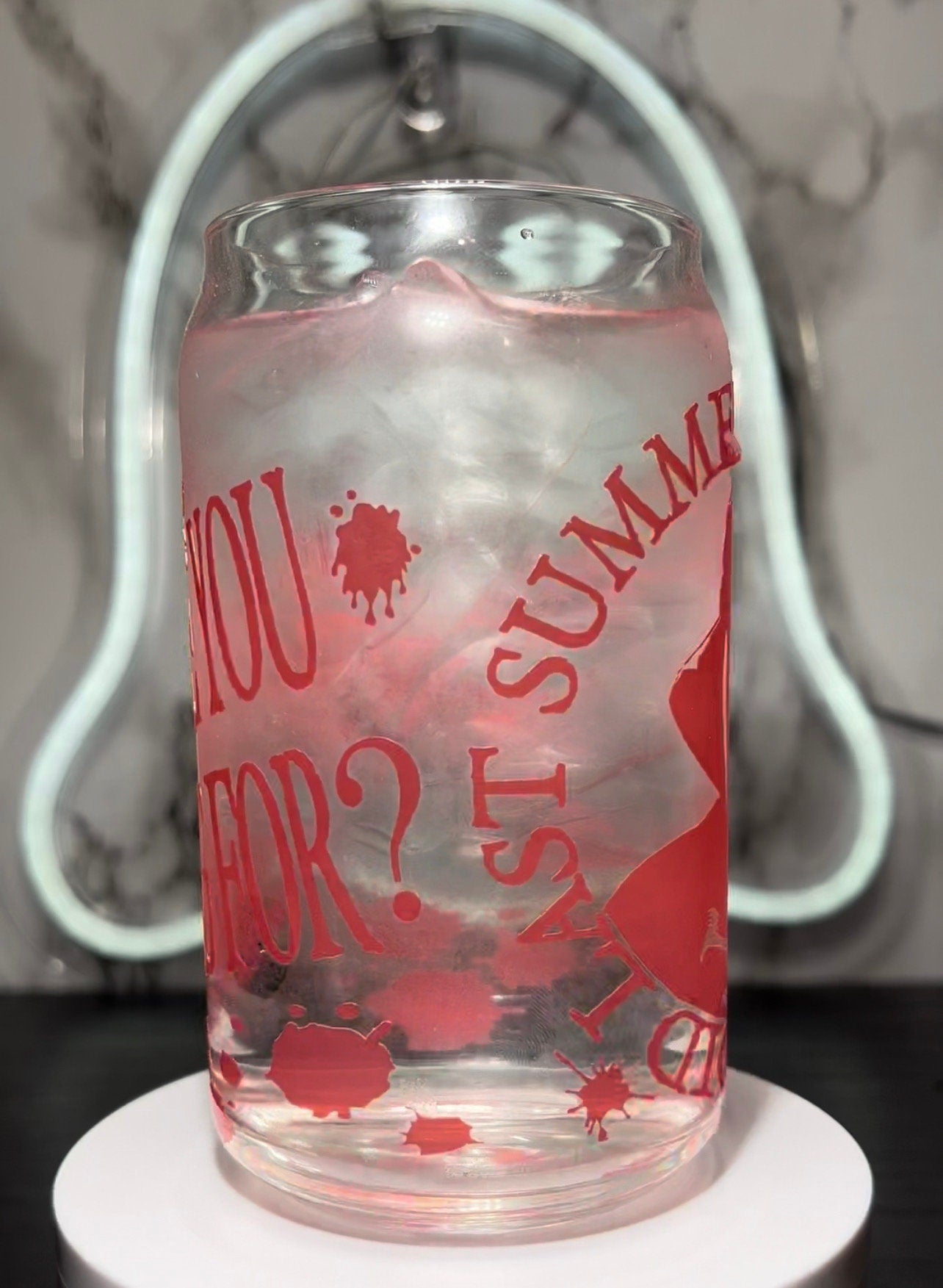 I Know What You Did Last Summer Fisherman color red changing permanent vinyl libbey beer can glass