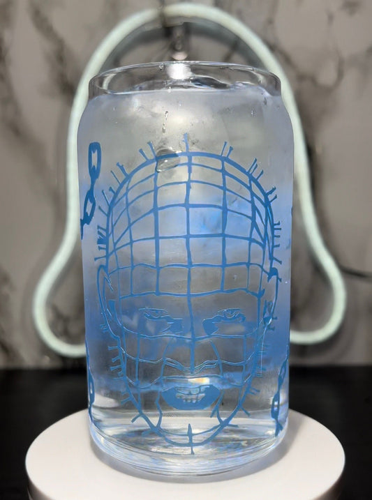 Pinhead from Hellraiser Color Blue changing permanent vinyl libbey beer can glass