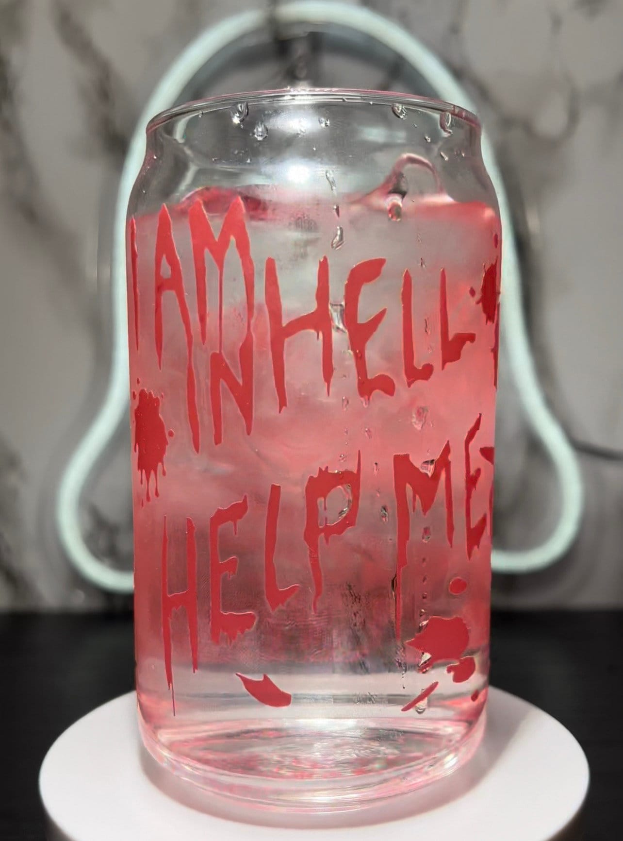 Frank Cotten from Hellraiser I Am In Hell Help Me color red changing permanent vinyl libbey beer can glass
