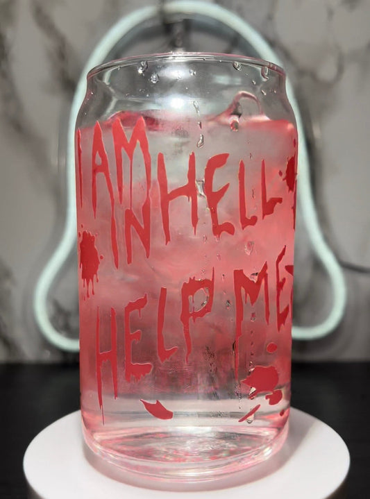 Frank Cotten from Hellraiser I Am In Hell Help Me color red changing permanent vinyl libbey beer can glass