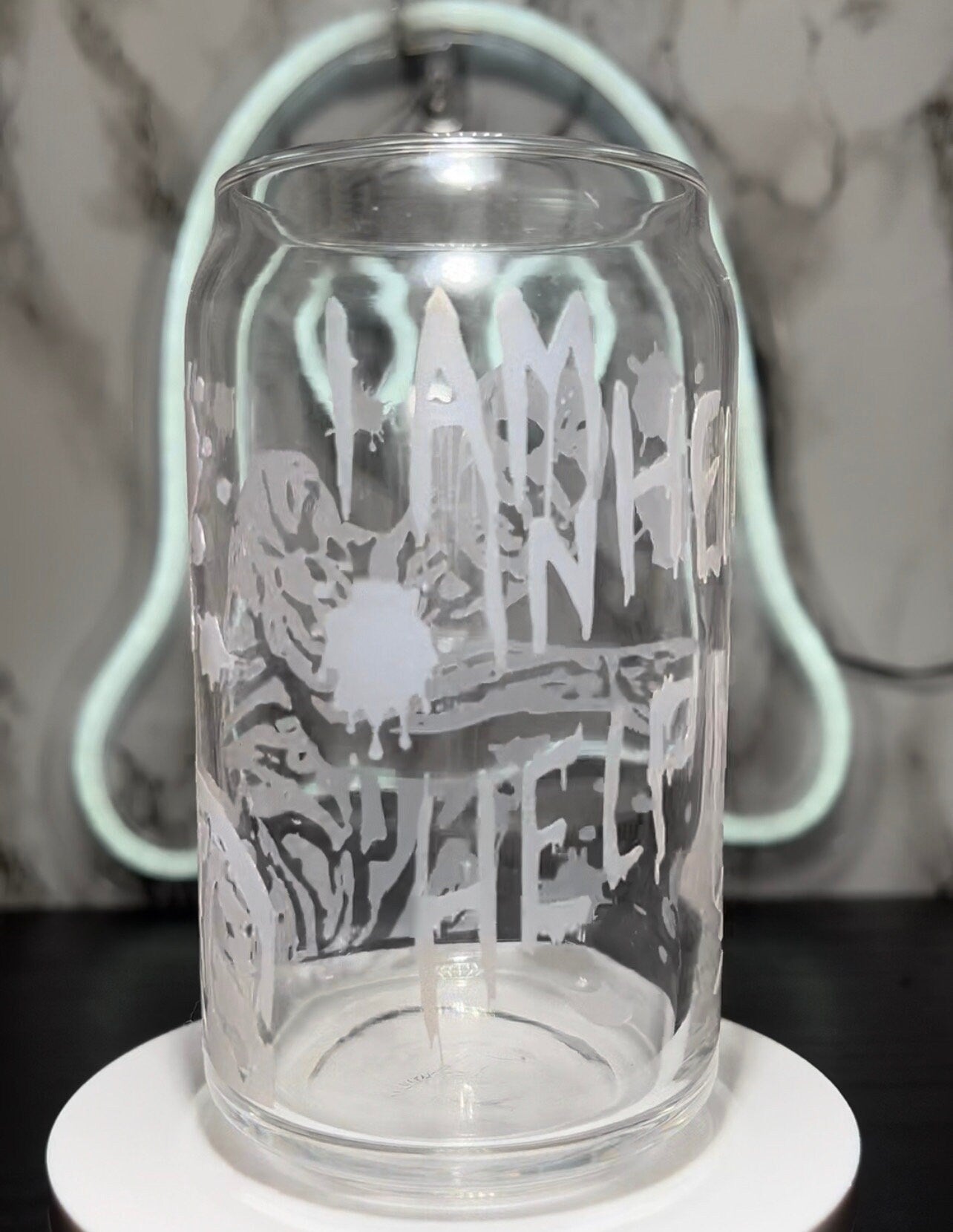 Frank Cotten from Hellraiser I Am In Hell Help Me color red changing permanent vinyl libbey beer can glass