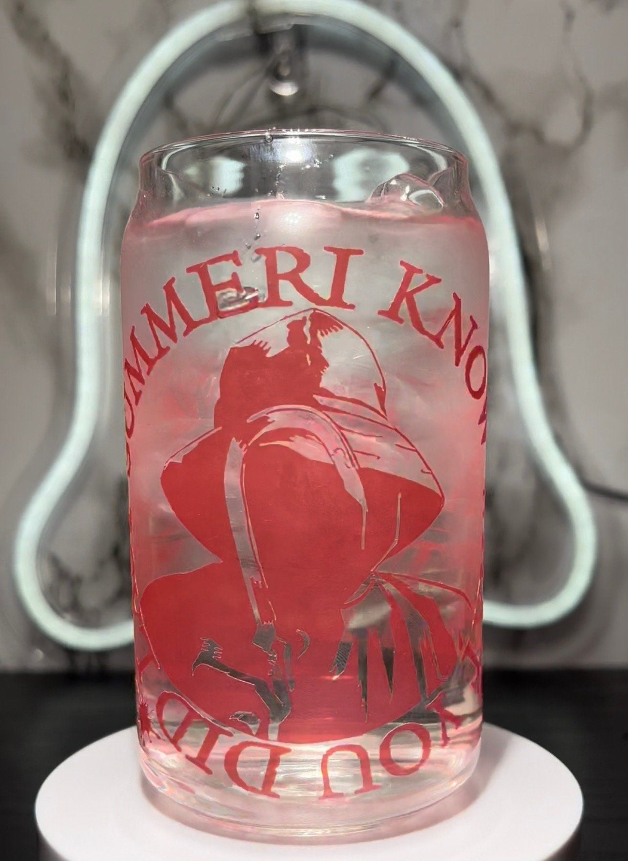 I Know What You Did Last Summer Fisherman color red changing permanent vinyl libbey beer can glass