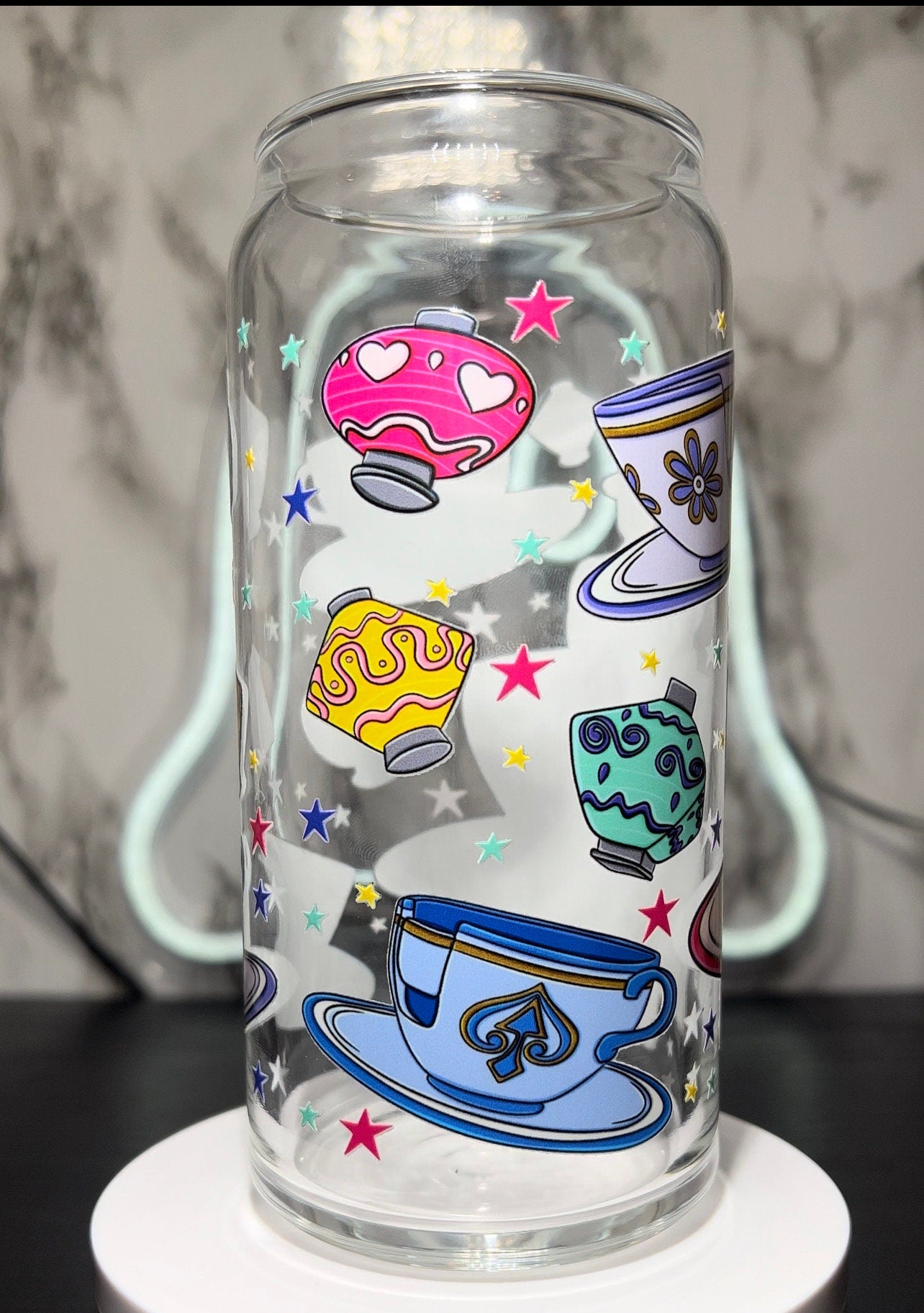 Disney Freddy Krueger Nightmare on Elm Street UVDTF on a 20 ounce libbey glass