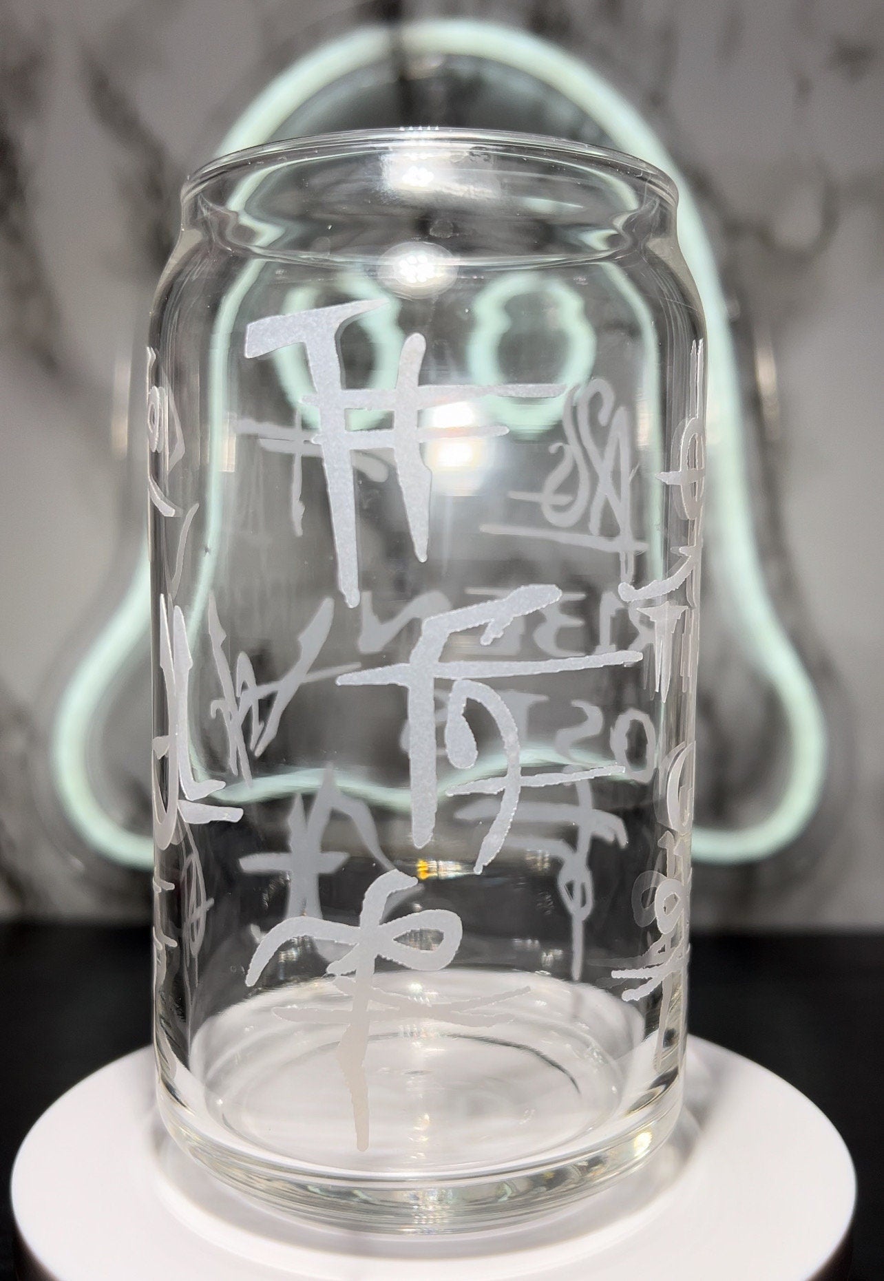 13 Ghosts Thirteen Ghosts color changing red permanent vinyl on a libbey beer can glass
