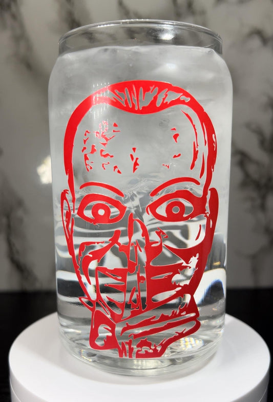 Dead Silence color changing permanent vinyl on a libbey beer can glass
