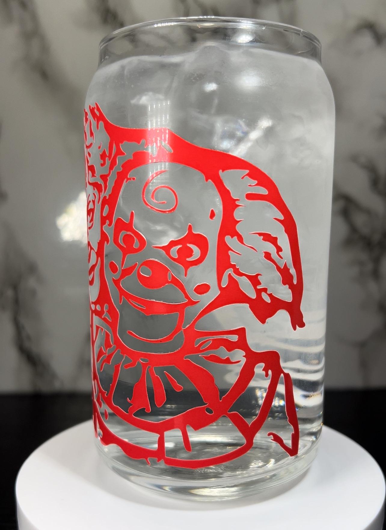 Dead Silence color changing permanent vinyl on a libbey beer can glass
