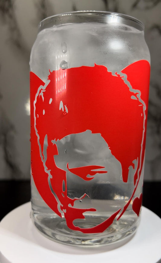 Twilight Edward Cullin color changing permanent vinyl on a beer can libbey glass.