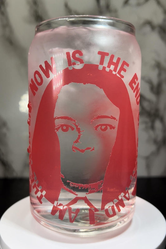 Silent Hill color changing permanent vinyl on a libbey beer can glass