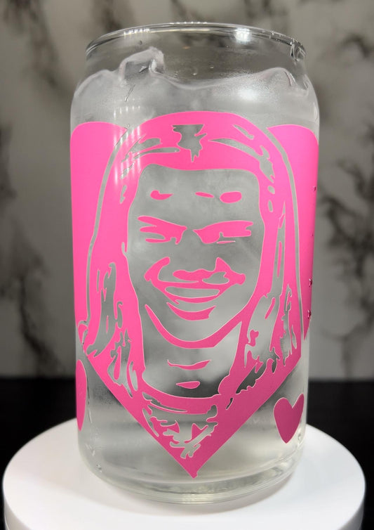 Twilight Team Jacob Black. Bella, Where the hell have you been, loca? color changing permanent vinyl on a beer can libbey glass.