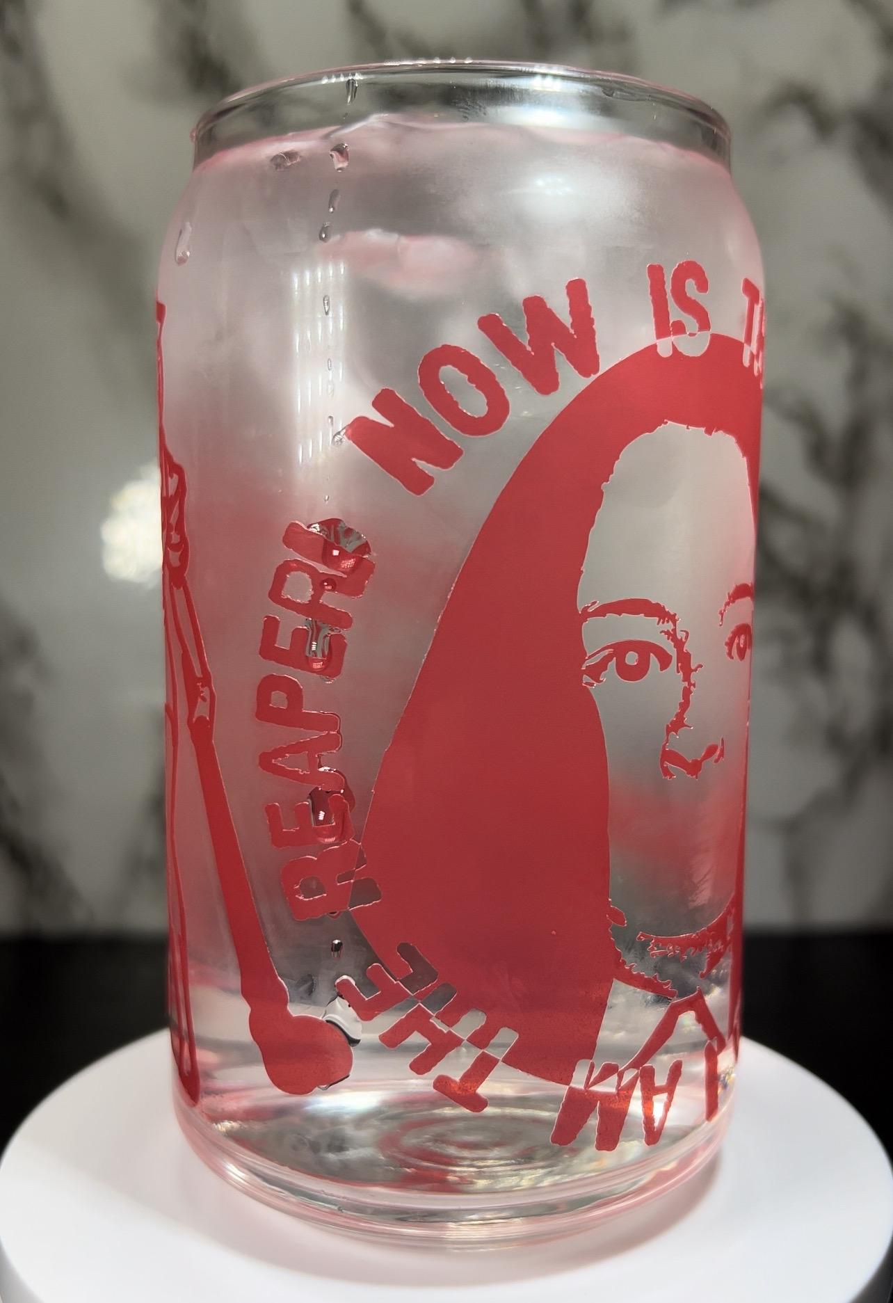 Silent Hill color changing permanent vinyl on a libbey beer can glass