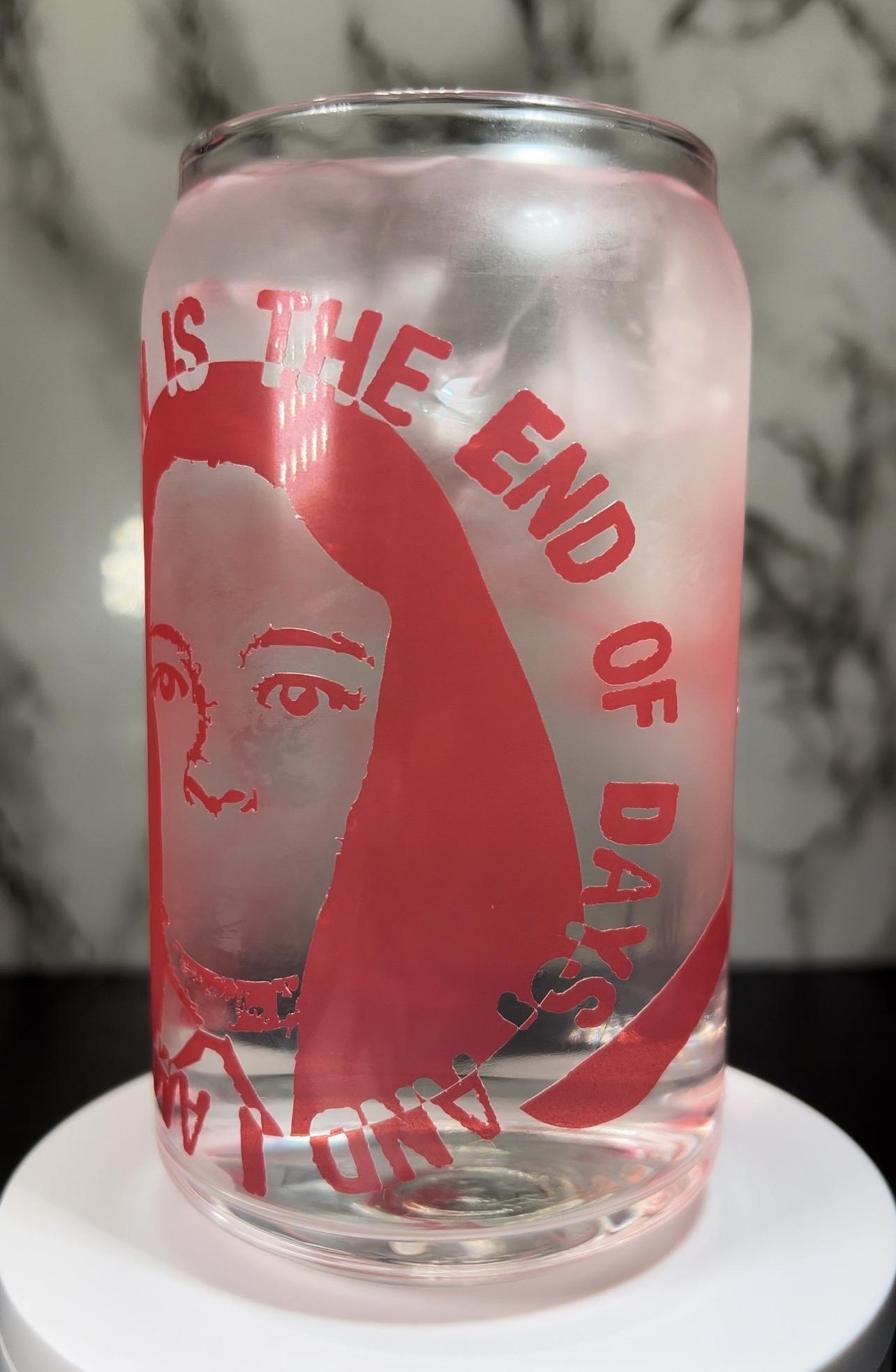 Silent Hill color changing permanent vinyl on a libbey beer can glass
