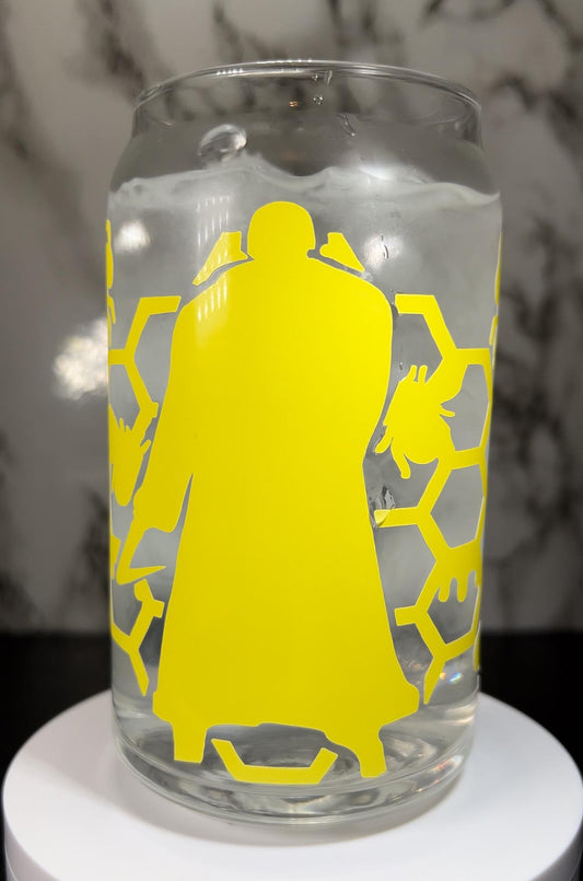 Candyman color changing permanent vinyl on a libbey beer can glass