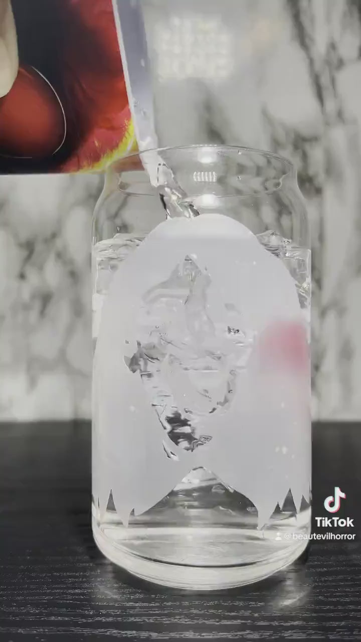 Sleepaway Camp color changing permanent vinyl on a libbey beer can glass