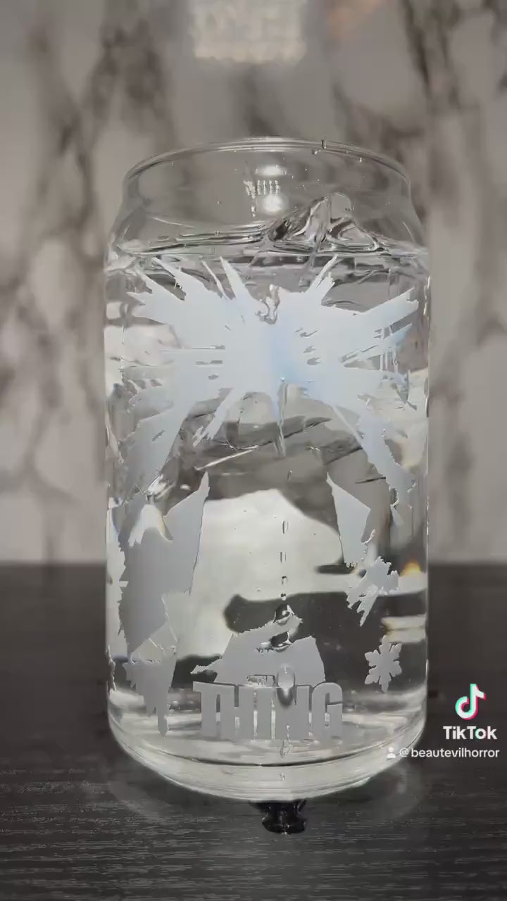 The Thing Horror Movie cold color blue changing permanent vinyl svg Libbey beer can glass