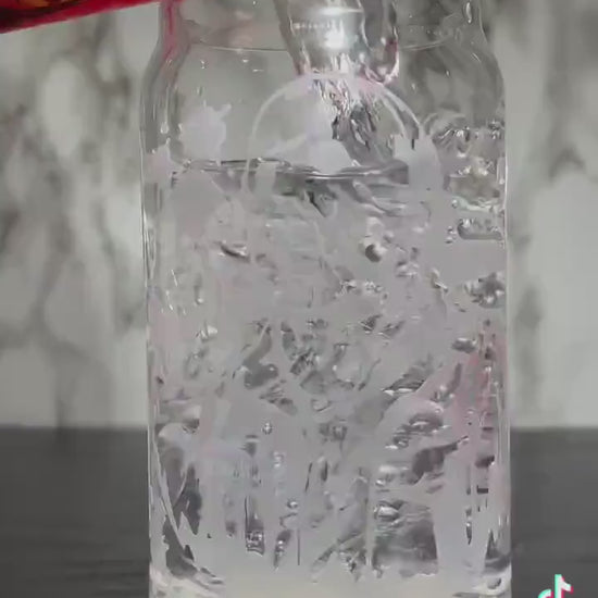 All RED Ch Ch Ch Ah Ah Ah Jason Voorhees Friday the 13th color changing permanent vinyl on libbey beer can glass